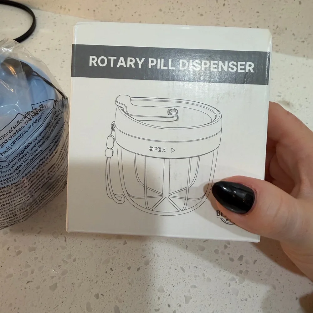 Blue and White Rotary Pill Dispenser